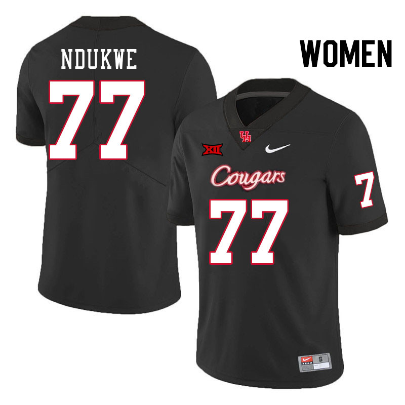 Women #77 David Ndukwe Houston Cougars Big 12 XII College Football Jerseys Stitched-Black - Click Image to Close